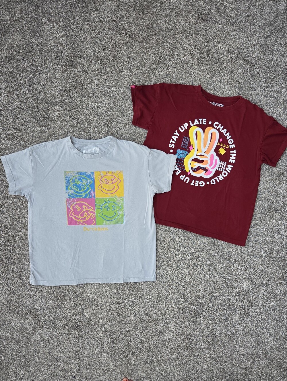 Dutch Bros Coffee Graphic Tee Shirt Bundle Red Gray Women's Size L Large